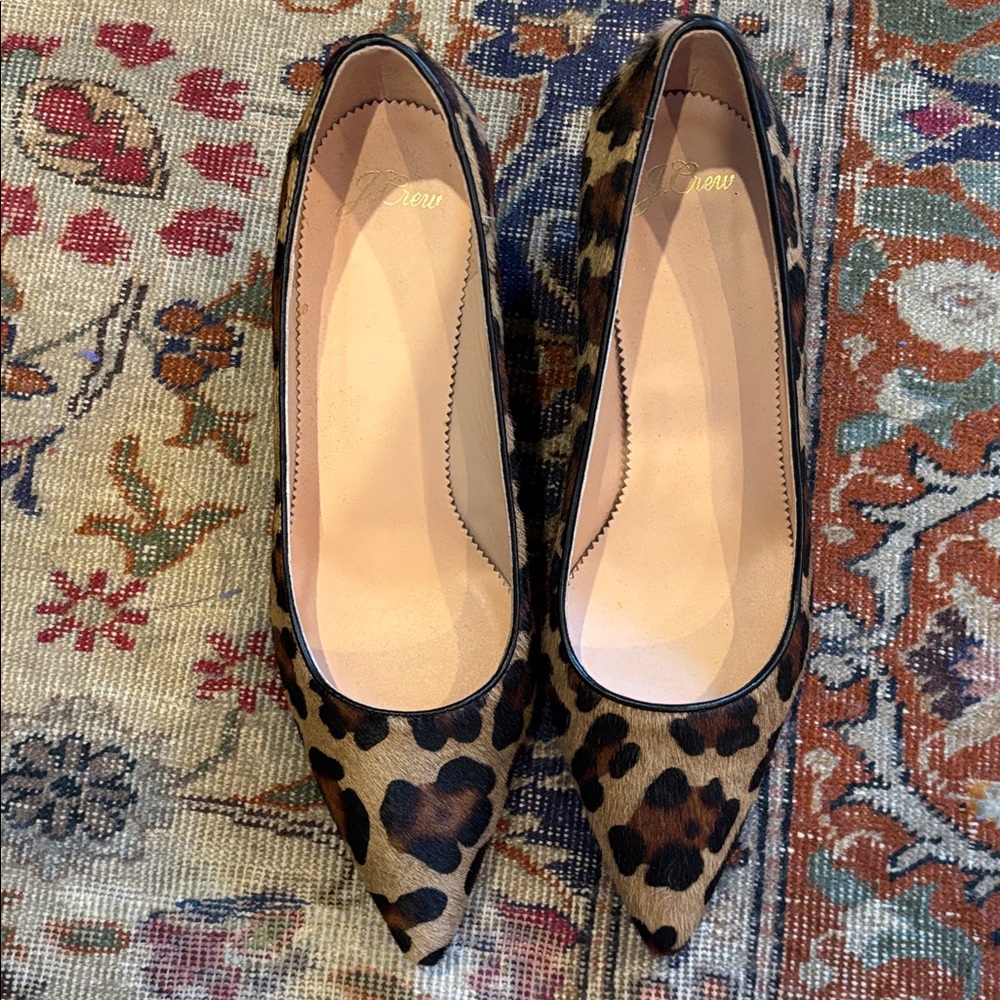 J.Crew Leopard Block Heels size 8 NWOB